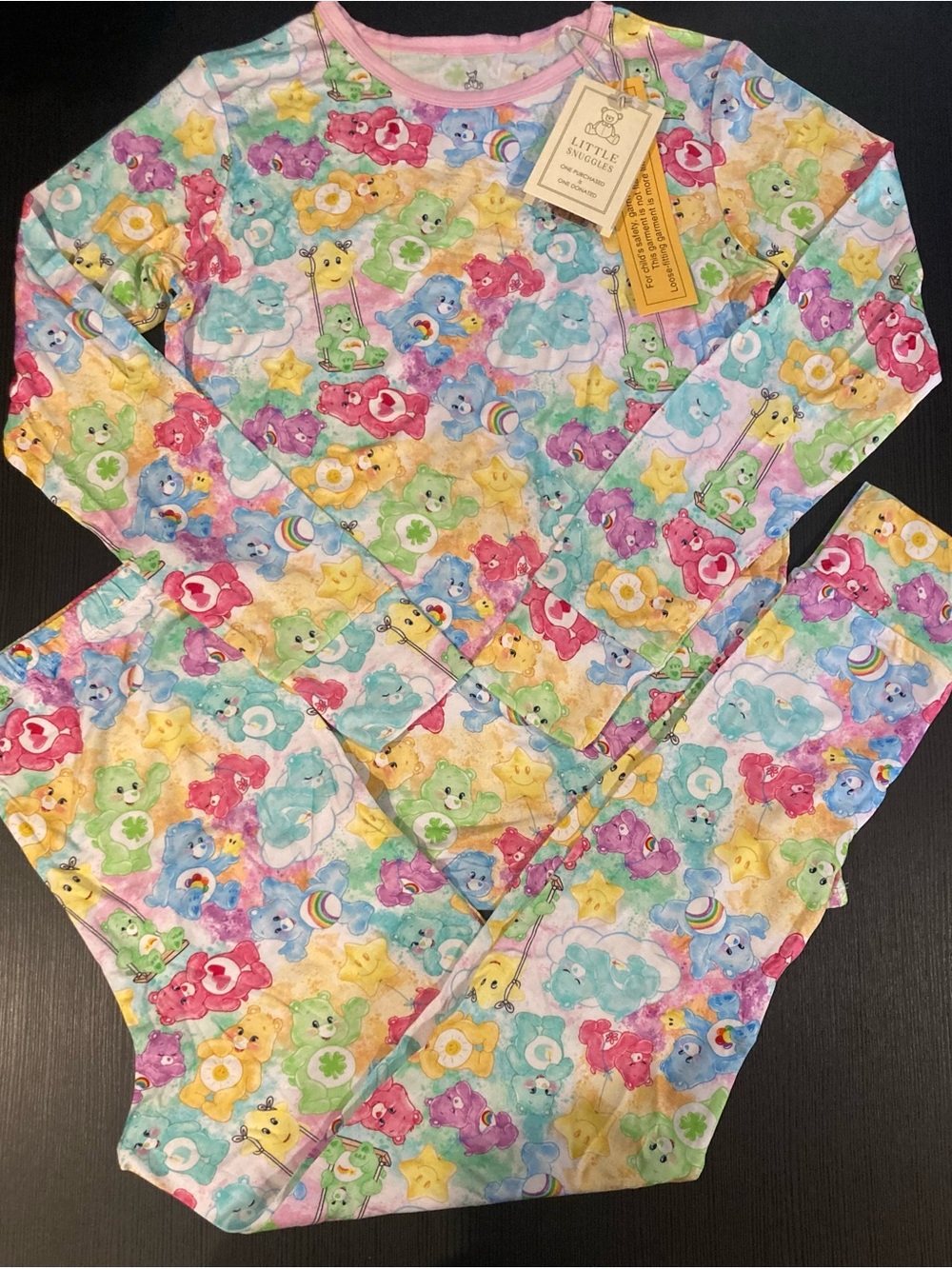 NEW Little Snuggles Care Bears Kids Bamboo Long Sleeve & Pants Pajama Set - 14